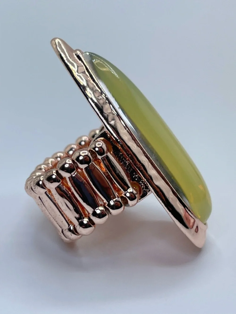 Rose Gold Yellow Green Acrylic Teardrop Stretch Statement Ring Bold Boho